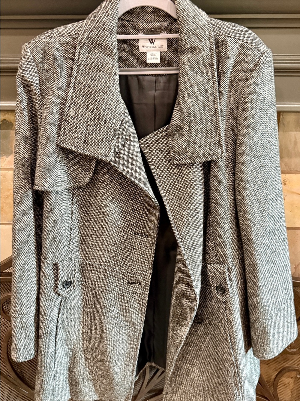 Worthington Women's Gray Tweed Pea Coat